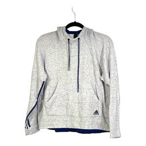Adidas Pullover Sweatshirt Gray Women’s M Kangaroo Pocket Logo Athleisure